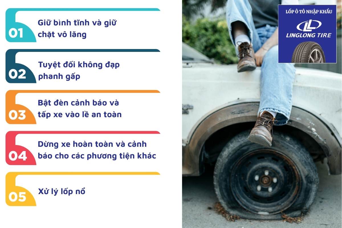 Cách xử lý khi xe bị nổ lốp