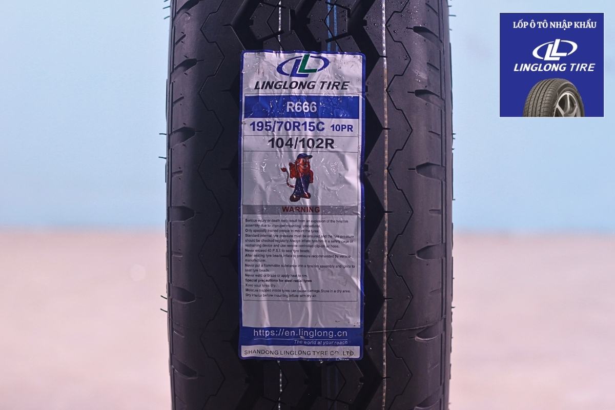 Các thông số kỹ thuật của vỏ lốp ô tô LingLong 195/70R15C 10PR(HB) RADIAL666